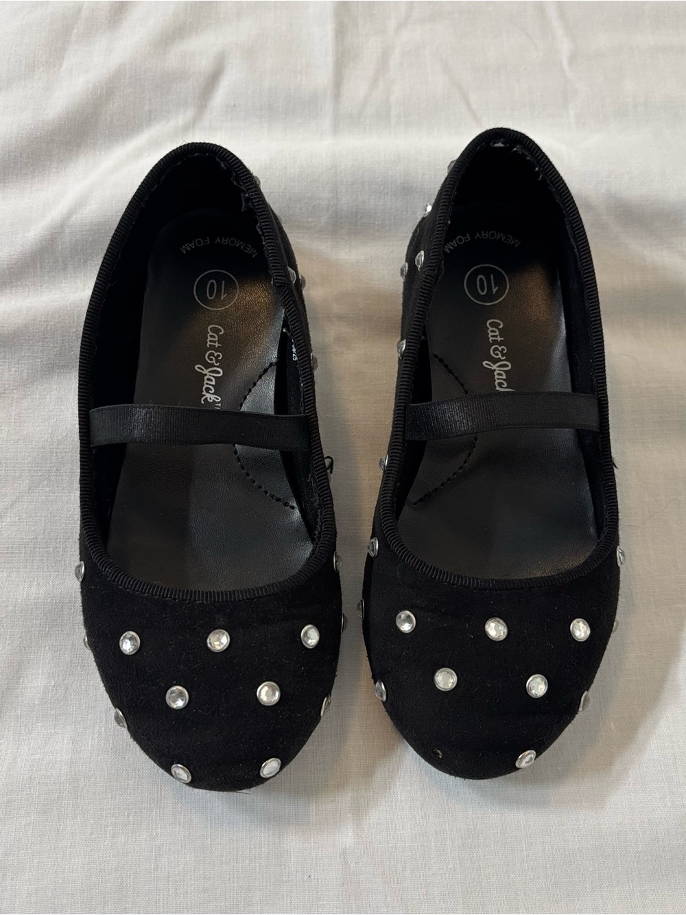 Cat & Jack Black Mary Jane Flats with Rhinestone Studs